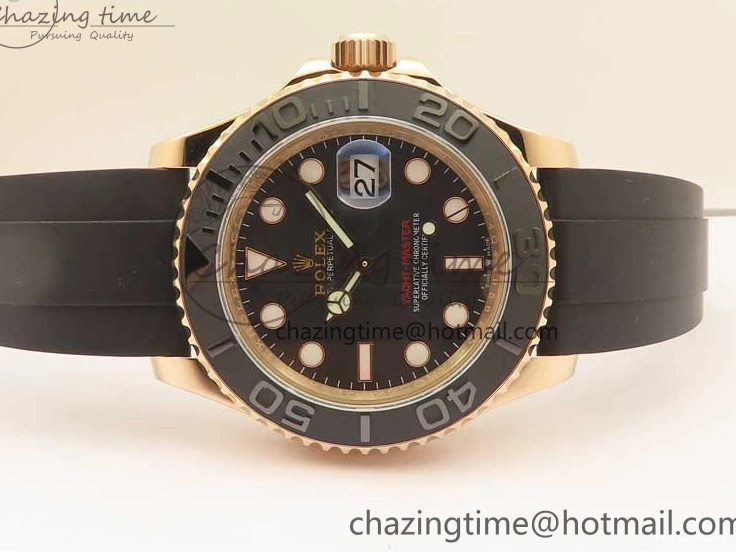 0405 Yacht-Master 126655 RG 3EF 1:1 Best Edition Black Ceramic Bezel on Black Rubber Strap VS Reliable 2488